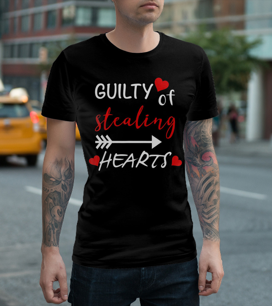 Guilty of Stealing Hearts Cute Heart Valentines Day T-Shirt