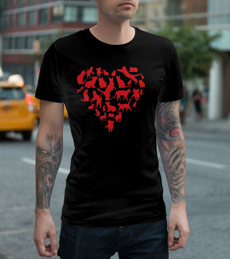 Cute Kids Valentines Day Cat Heart T-Shirt