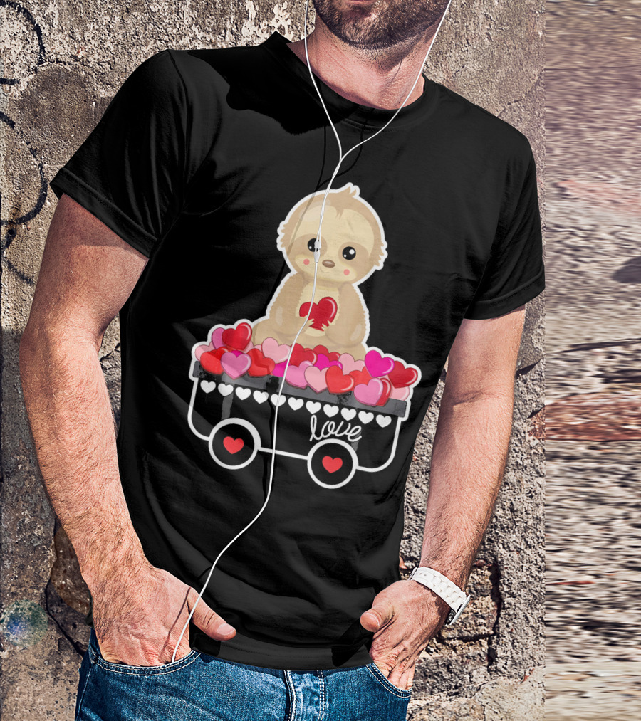 Valentine's Day Love Sloth With Heart Cart T-Shirt