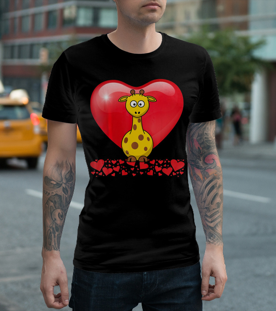 Cute Valentine's Day Heart Giraffe Valentin T-Shirt