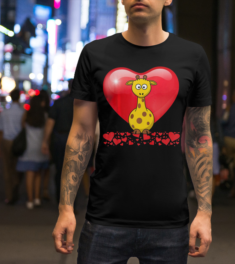 Cute Valentine's Day Heart Giraffe Valentin T-Shirt