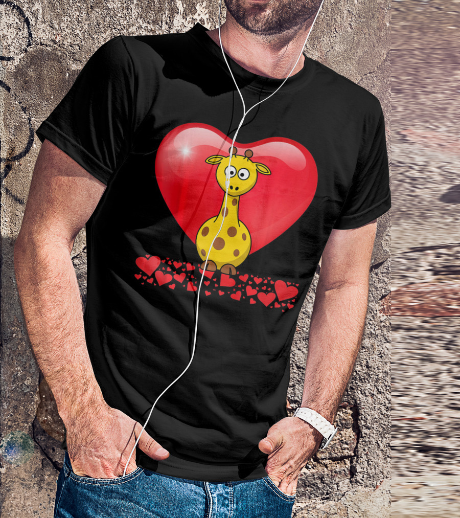 Cute Valentine's Day Heart Giraffe Valentin T-Shirt