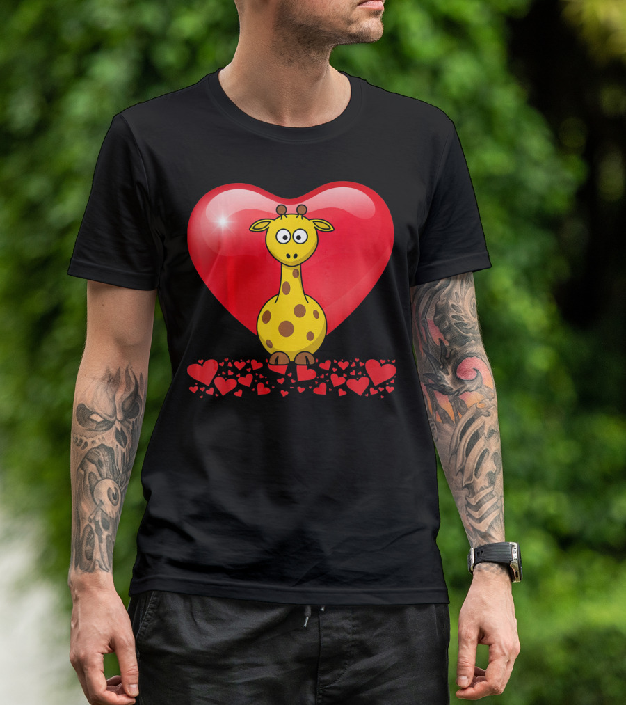 Cute Valentine's Day Heart Giraffe Valentin T-Shirt