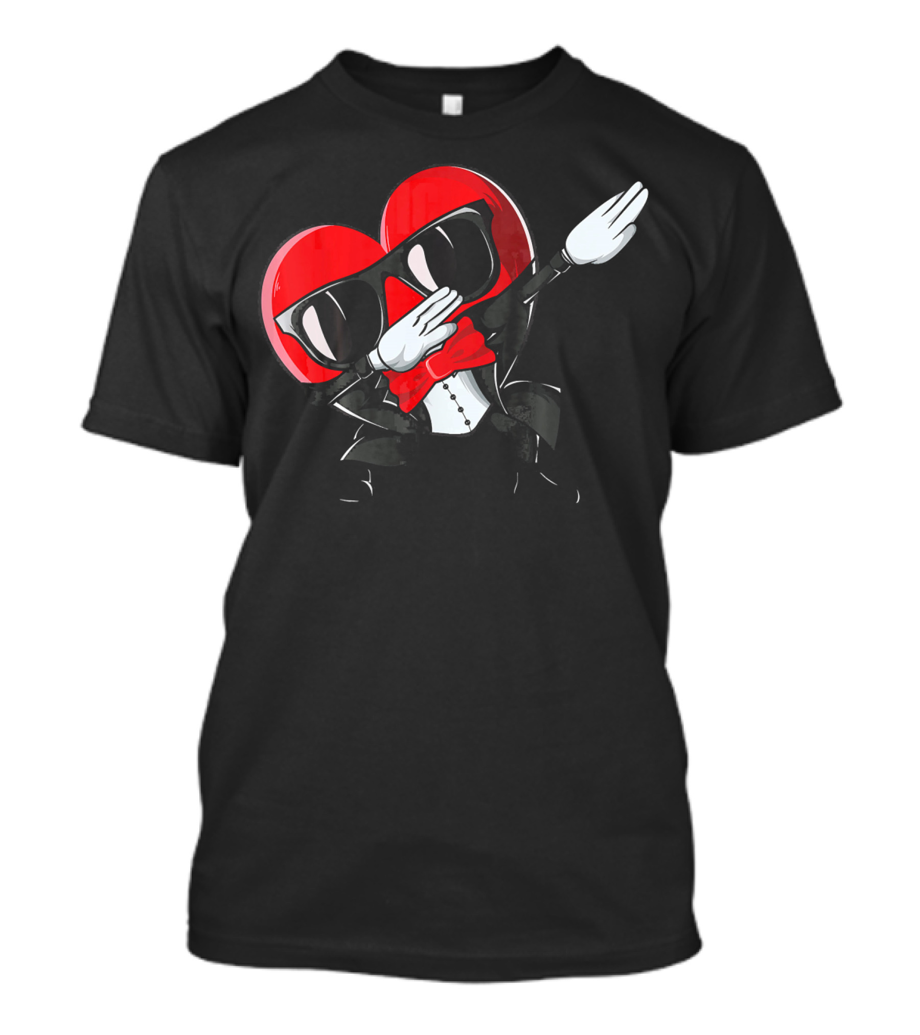 Valentines Day Heart Character Dabbing With Sunglasses And Bow Tie For T-Shirt