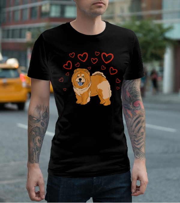 Chow Chow Surrounded By Hearts Valentine Love T-Shirt