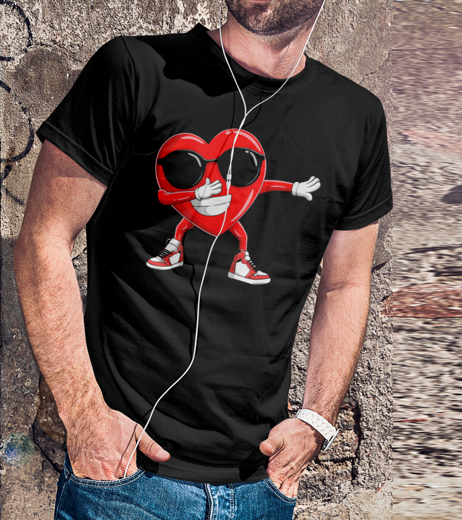 Dabbing Heart With Sunglasses Valentine's Day Cute T-Shirt