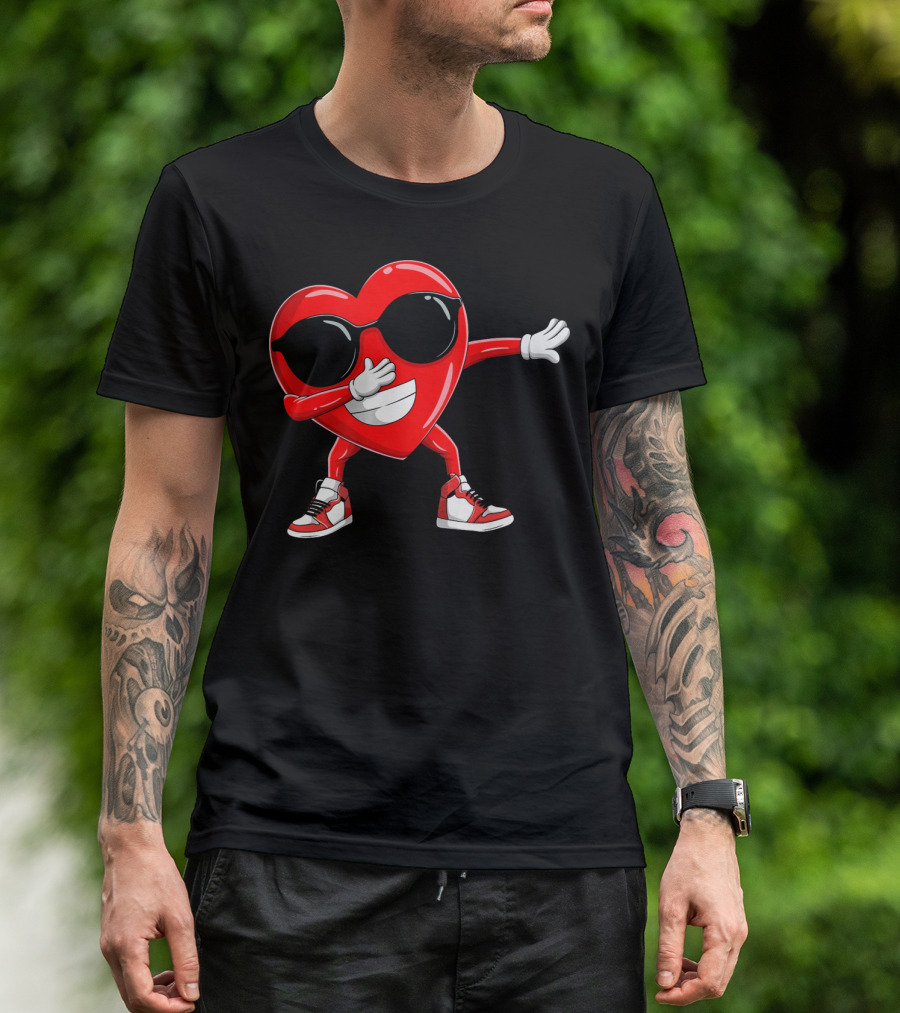 Dabbing Heart With Sunglasses Valentine's Day Cute T-Shirt
