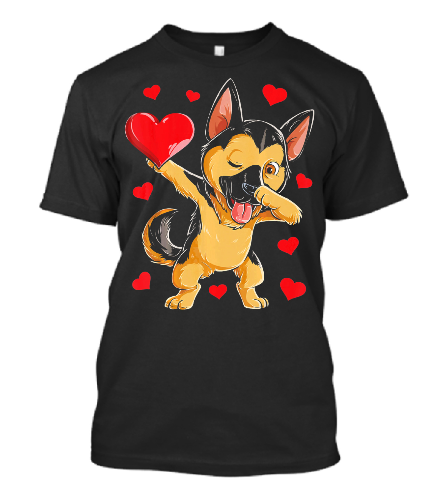 Valentines Day Dabbing German Shepherd With Hearts T-Shirt