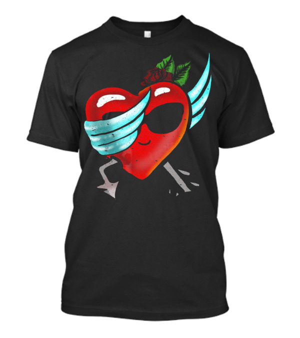 Playful Dabbing Heart With Wings Funny Valentines Day T-Shirt