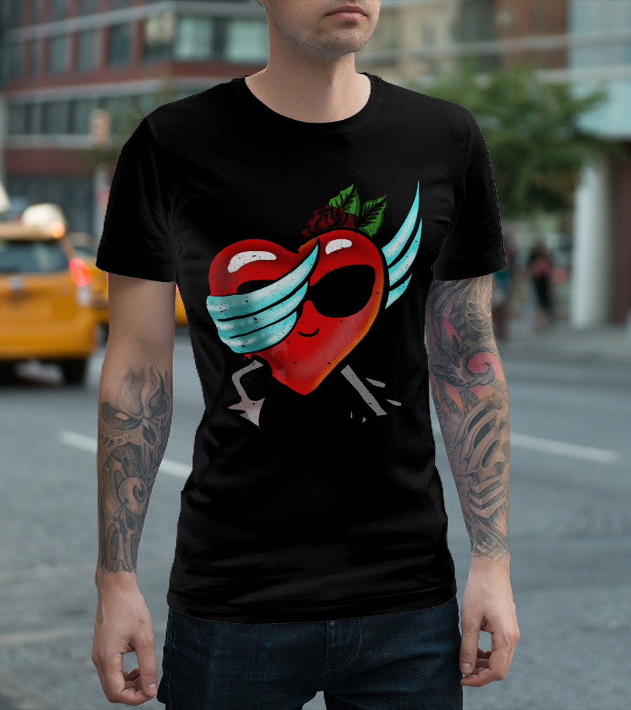 Playful Dabbing Heart With Wings Funny Valentines Day T-Shirt
