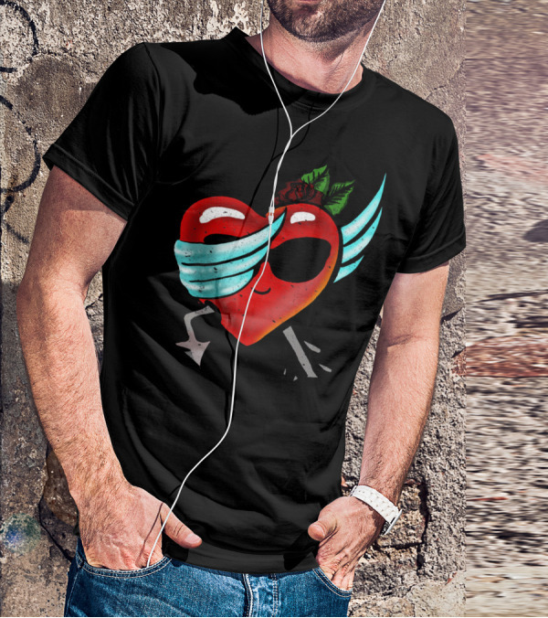 Playful Dabbing Heart With Wings Funny Valentines Day T-Shirt