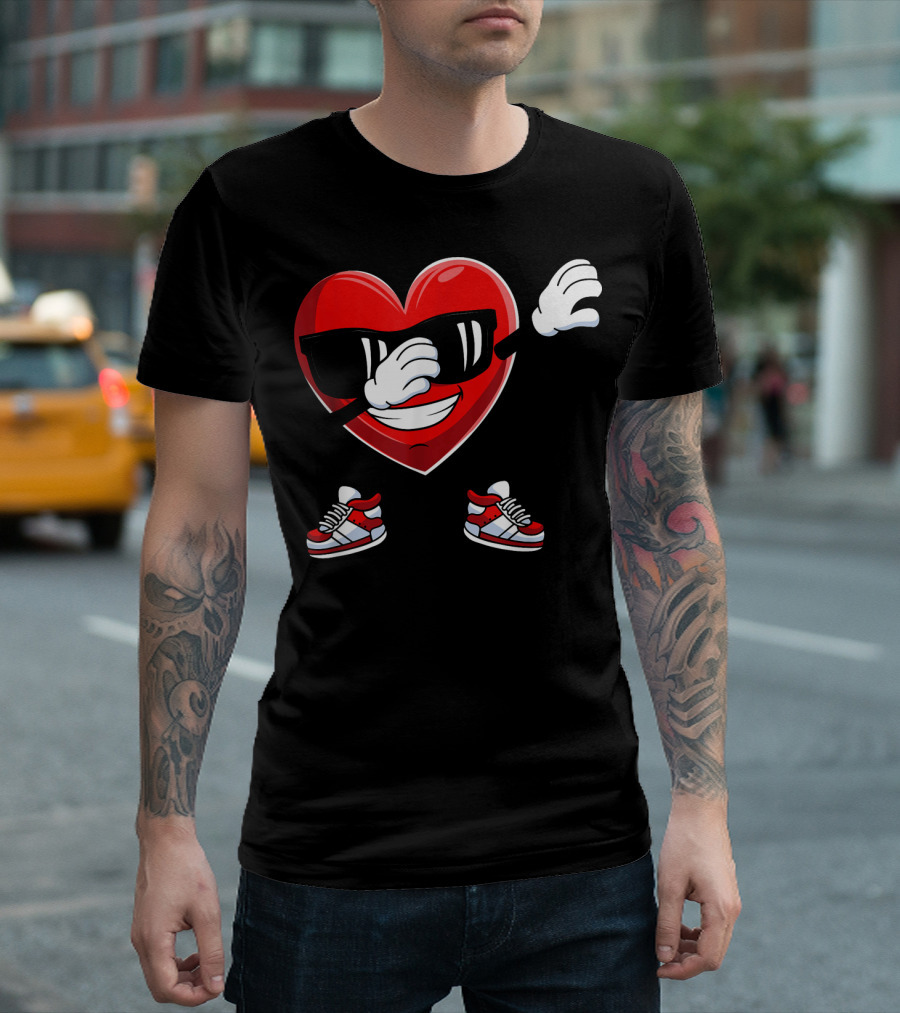 Dabbing Heart With Sunglasses Sneaker Dance T-Shirt