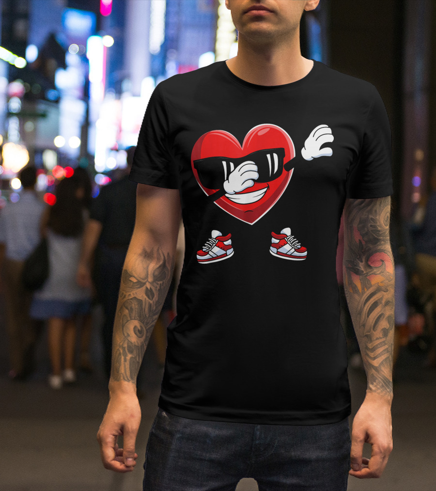 Dabbing Heart With Sunglasses Sneaker Dance T-Shirt