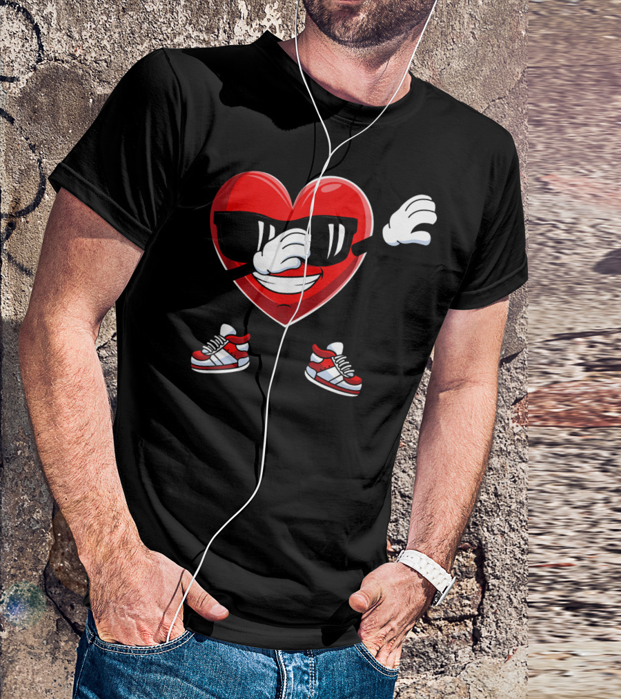 Dabbing Heart With Sunglasses Sneaker Dance T-Shirt