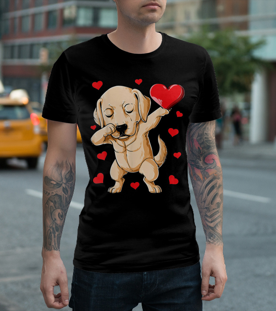Dabbing Labrador Valentine's Day Heart Dance T-Shirt