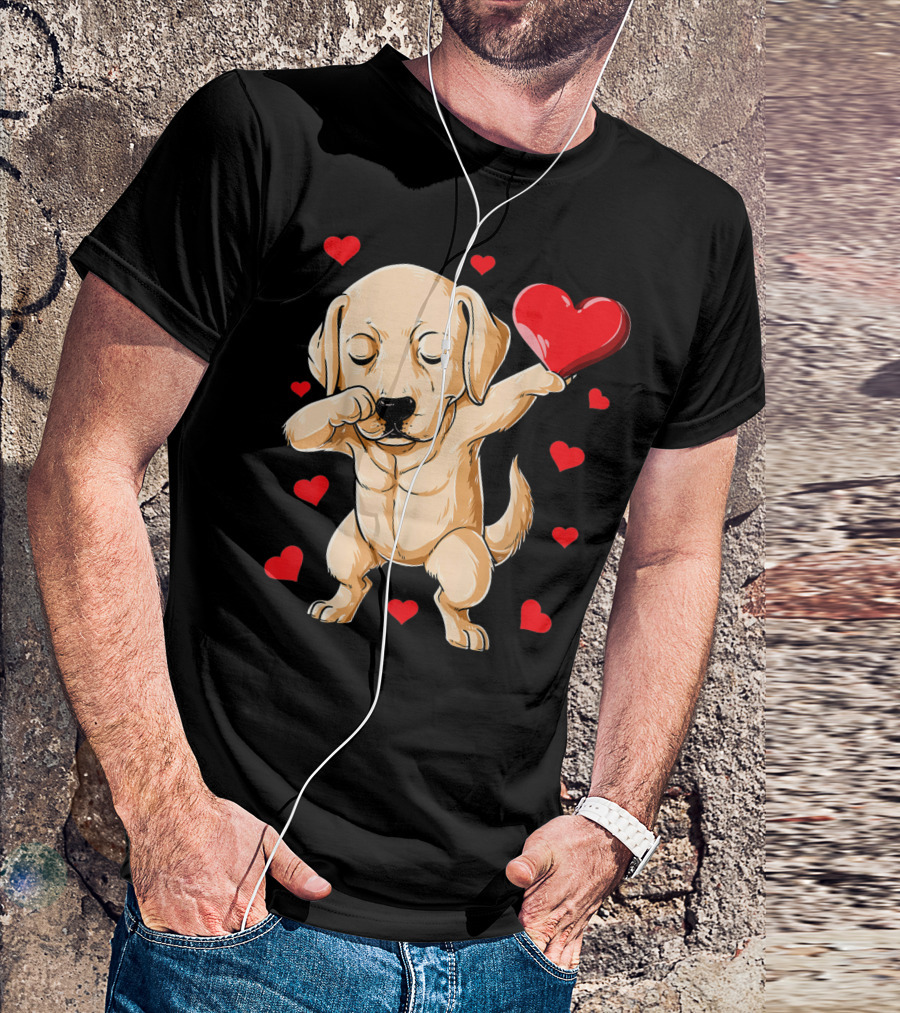 Dabbing Labrador Valentine's Day Heart Dance T-Shirt