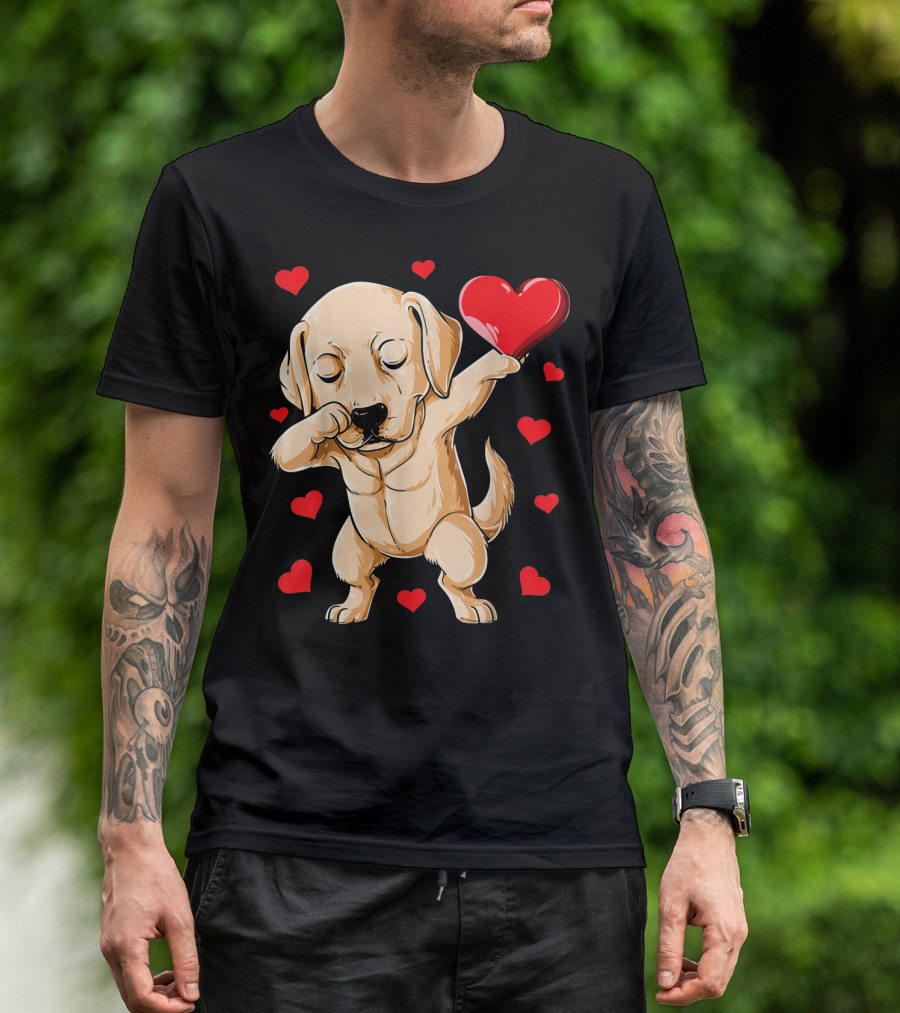 Dabbing Labrador Valentine's Day Heart Dance T-Shirt