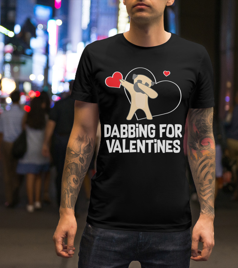 Dabbing Pug For Valentines Hearts Cute T-Shirt