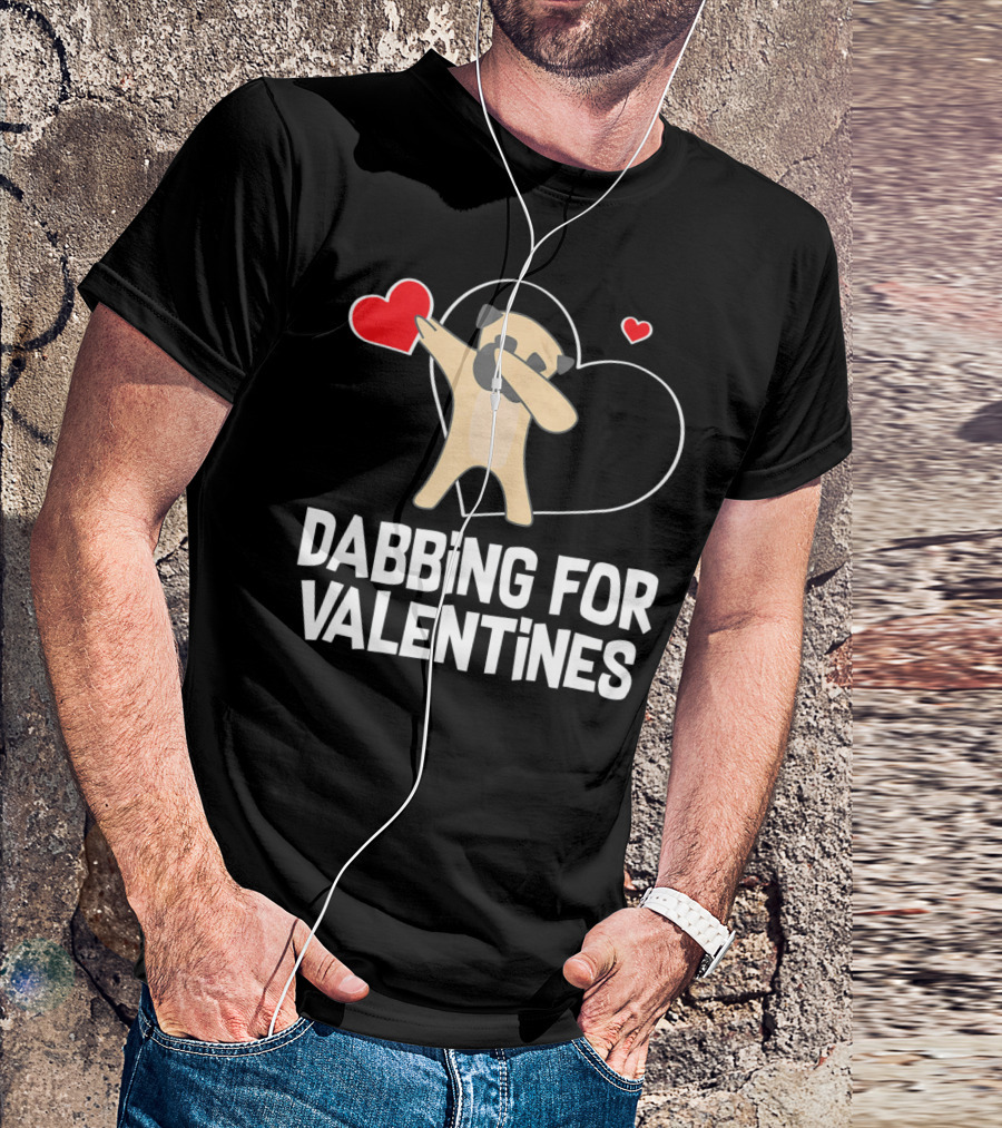 Dabbing Pug For Valentines Hearts Cute T-Shirt