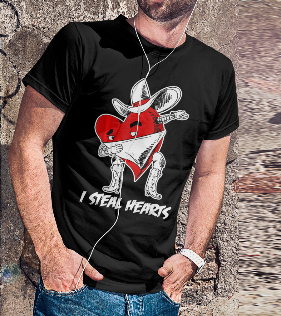 Dabbing Cowboy Heart I Steal Hearts Valentine's Vintage T-Shirt