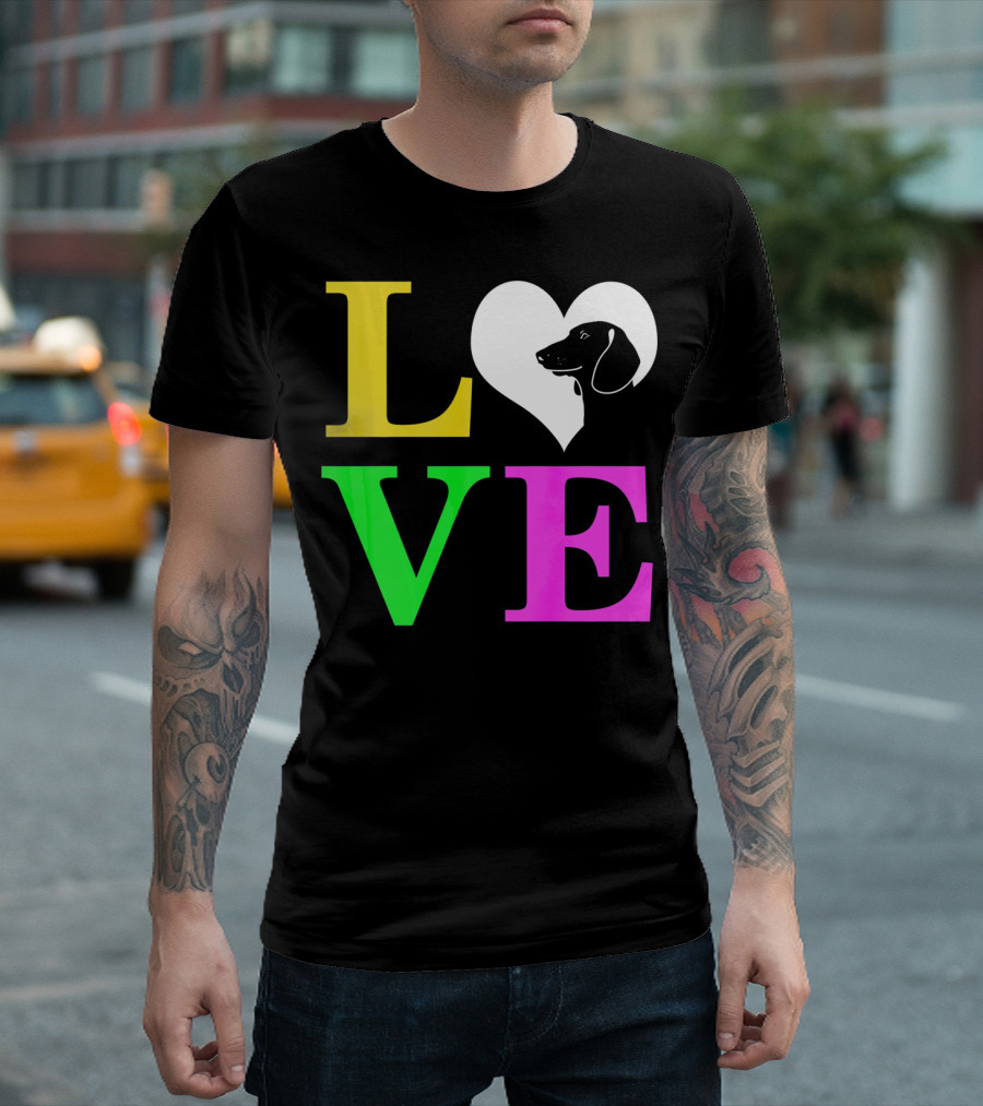 LOVE Dachshund Dog Heart Valentines T-Shirt