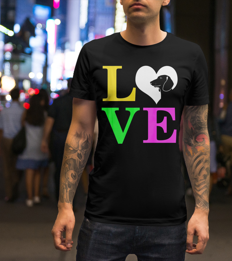 LOVE Dachshund Dog Heart Valentines T-Shirt
