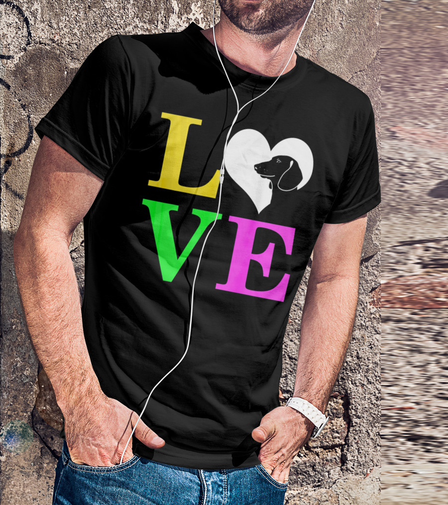 LOVE Dachshund Dog Heart Valentines T-Shirt