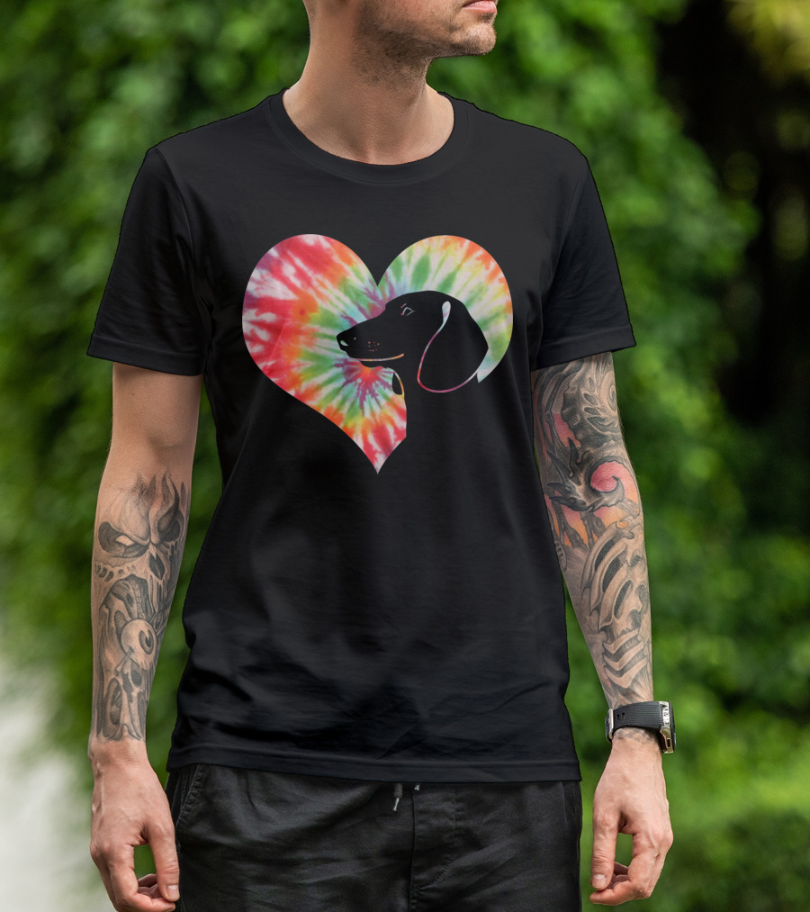 Dachshund Dog Heart Tie Dye Valentines T-Shirt