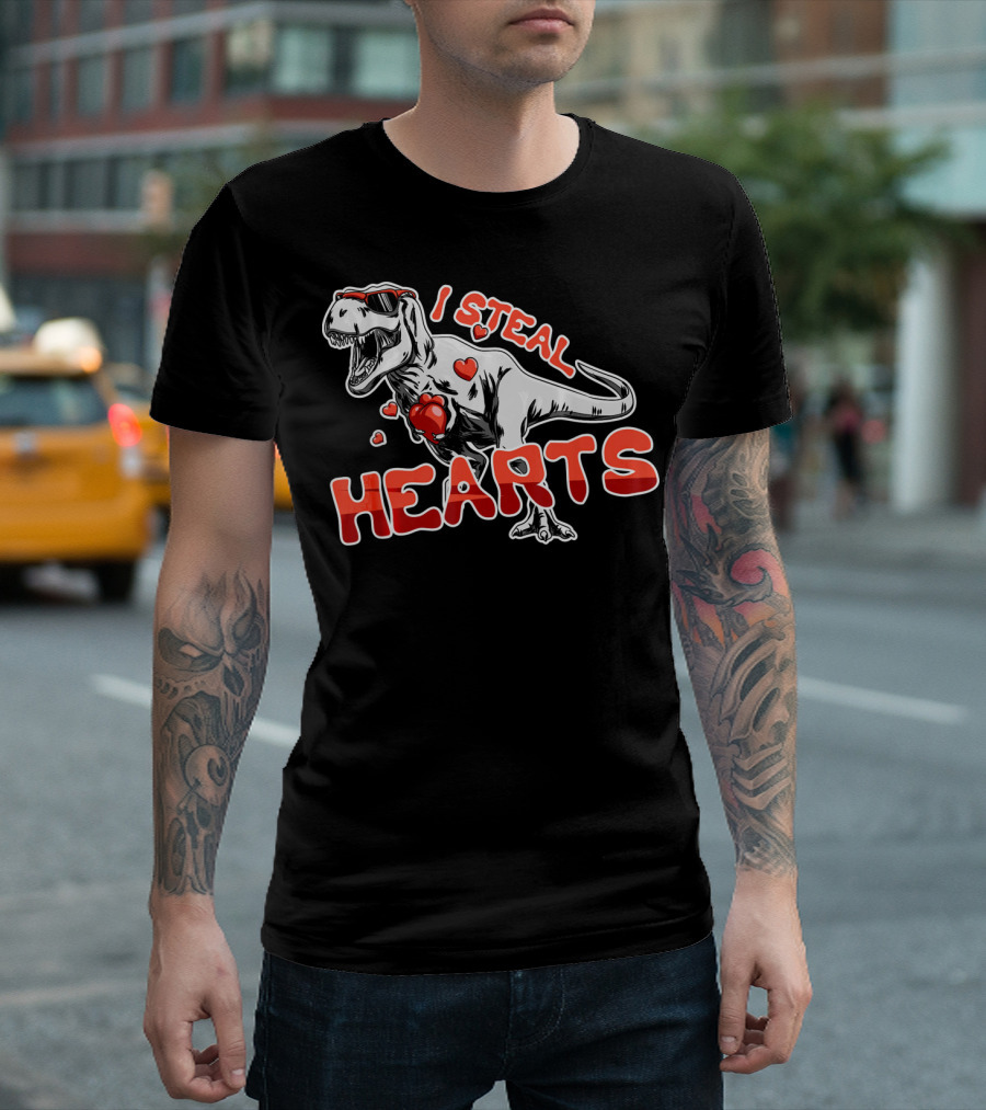Dinosaur I Steal Hearts Valentine T-Shirt