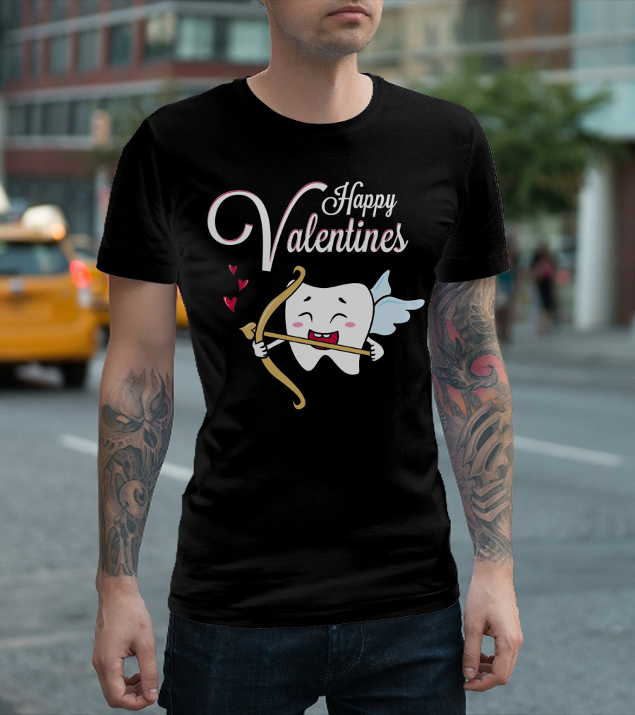 Happy Valentines Dental Hygienist Dentist Tooth Cupid T-Shirt