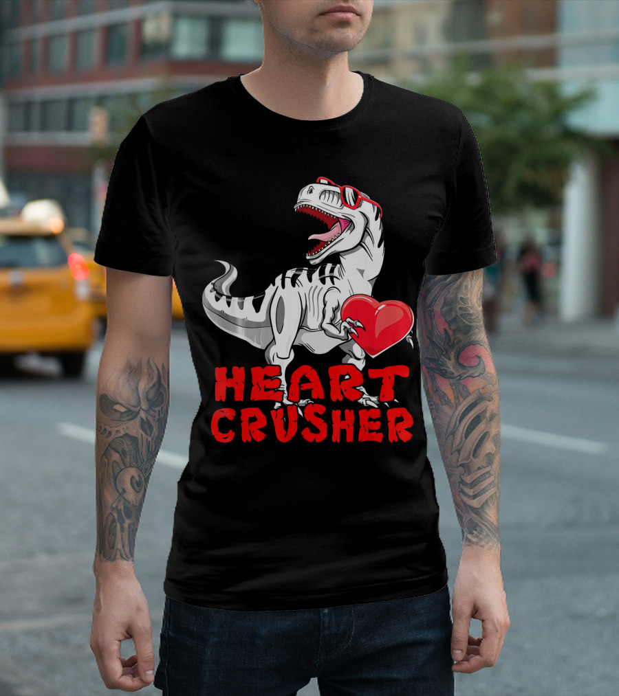 Dinosaur Valentines Day Heart Crusher T-Shirt