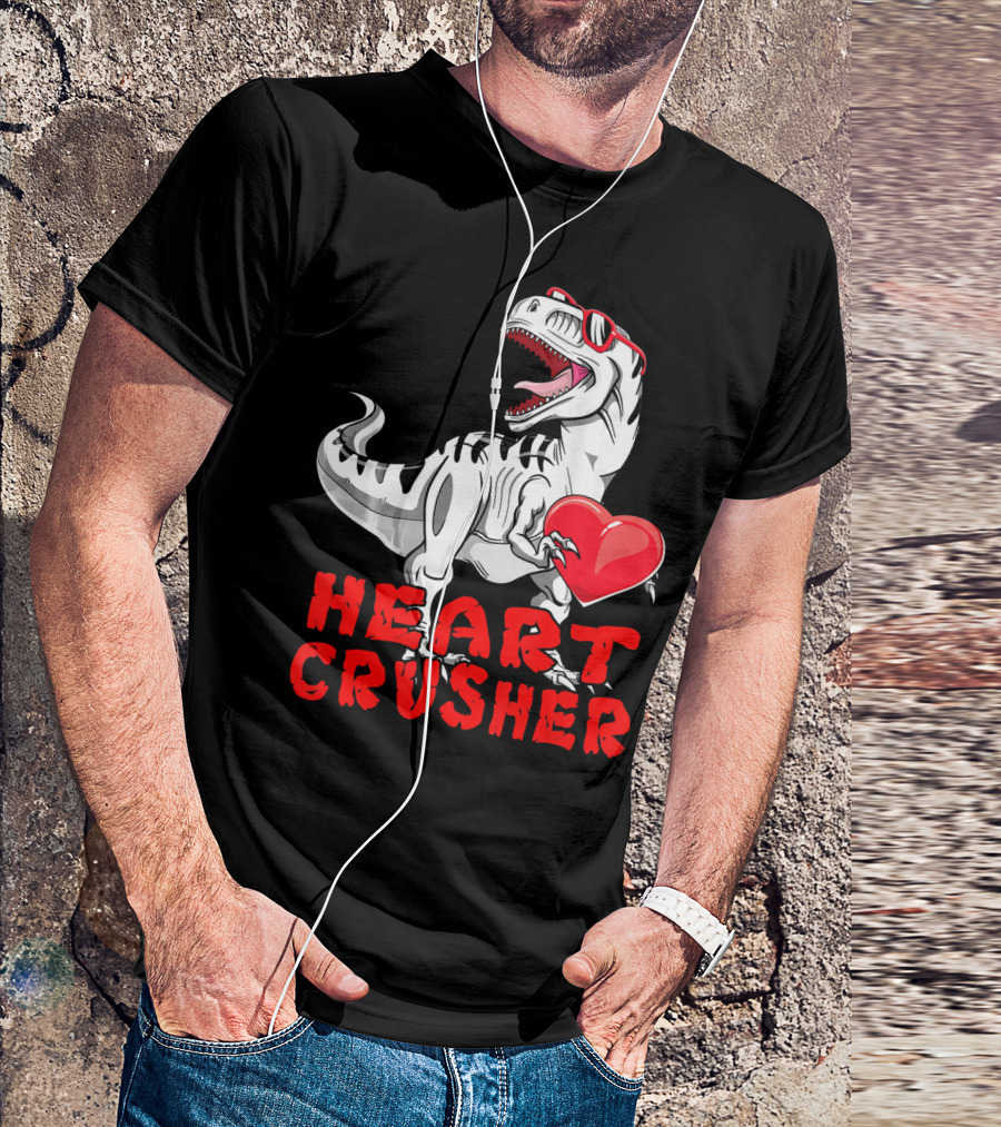 Dinosaur Valentines Day Heart Crusher T-Shirt