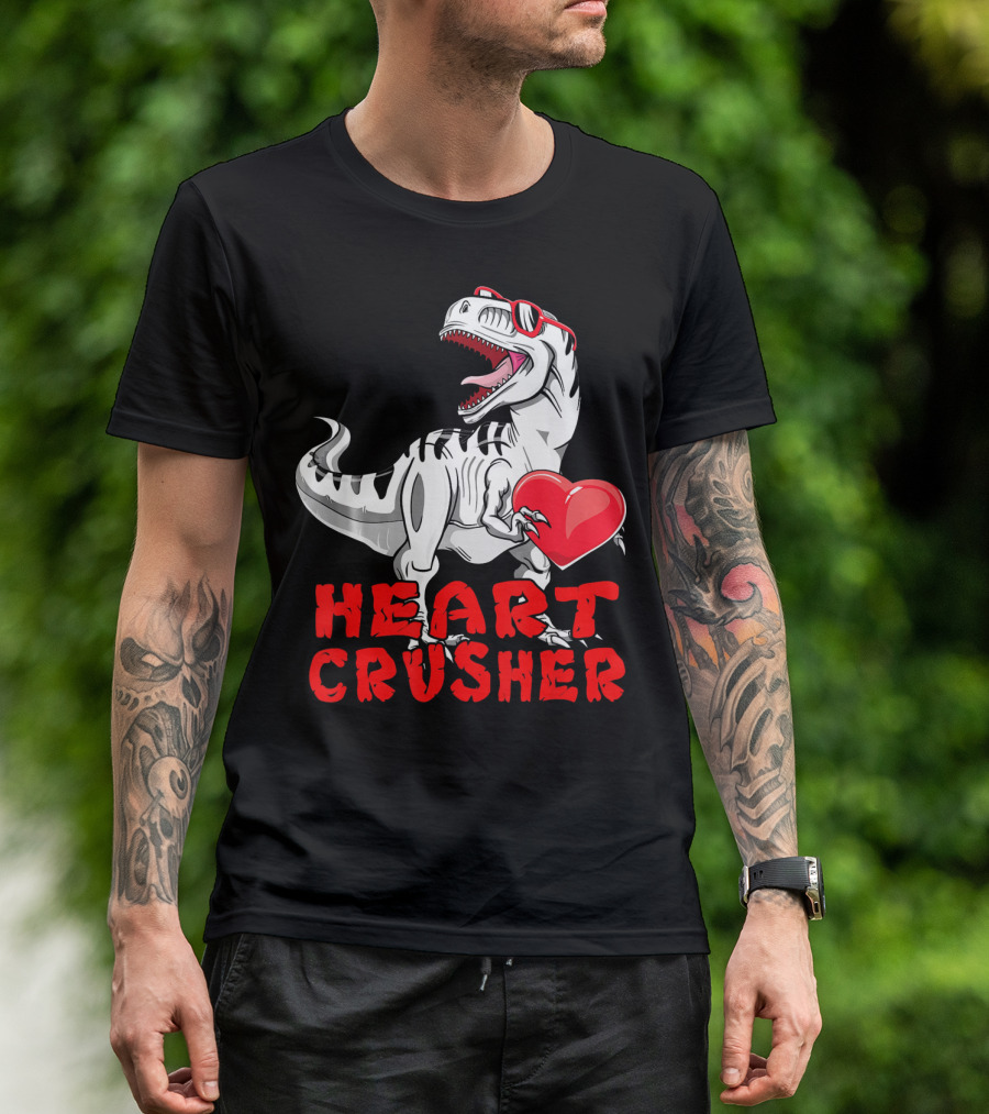 Dinosaur Valentines Day Heart Crusher T-Shirt