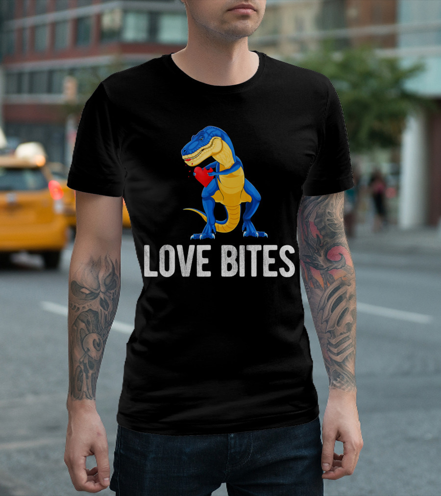 Love Bites Dinosaur Rex Valentines Day T-Shirt