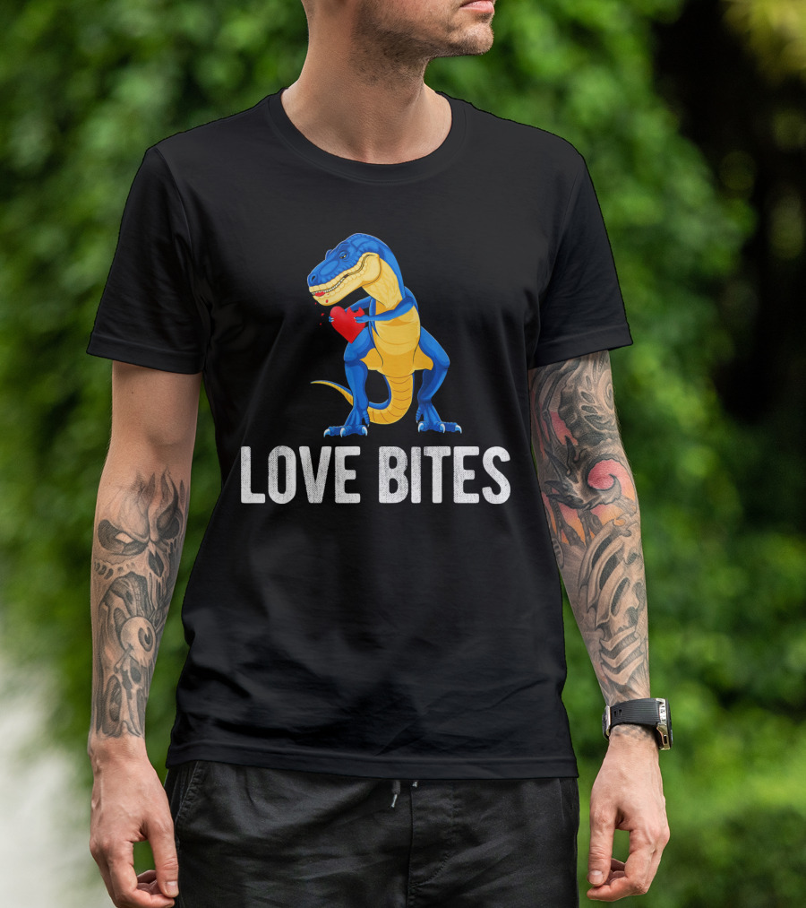 Love Bites Dinosaur Rex Valentines Day T-Shirt