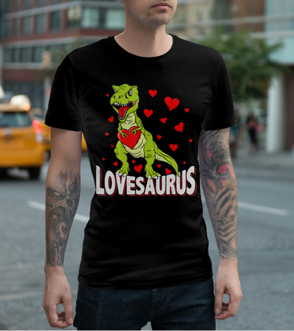 Lovesaurus Dinosaur Valentine Day Hearts T-Shirt