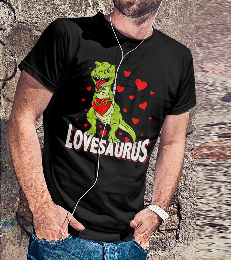 Lovesaurus Dinosaur Valentine Day Hearts T-Shirt