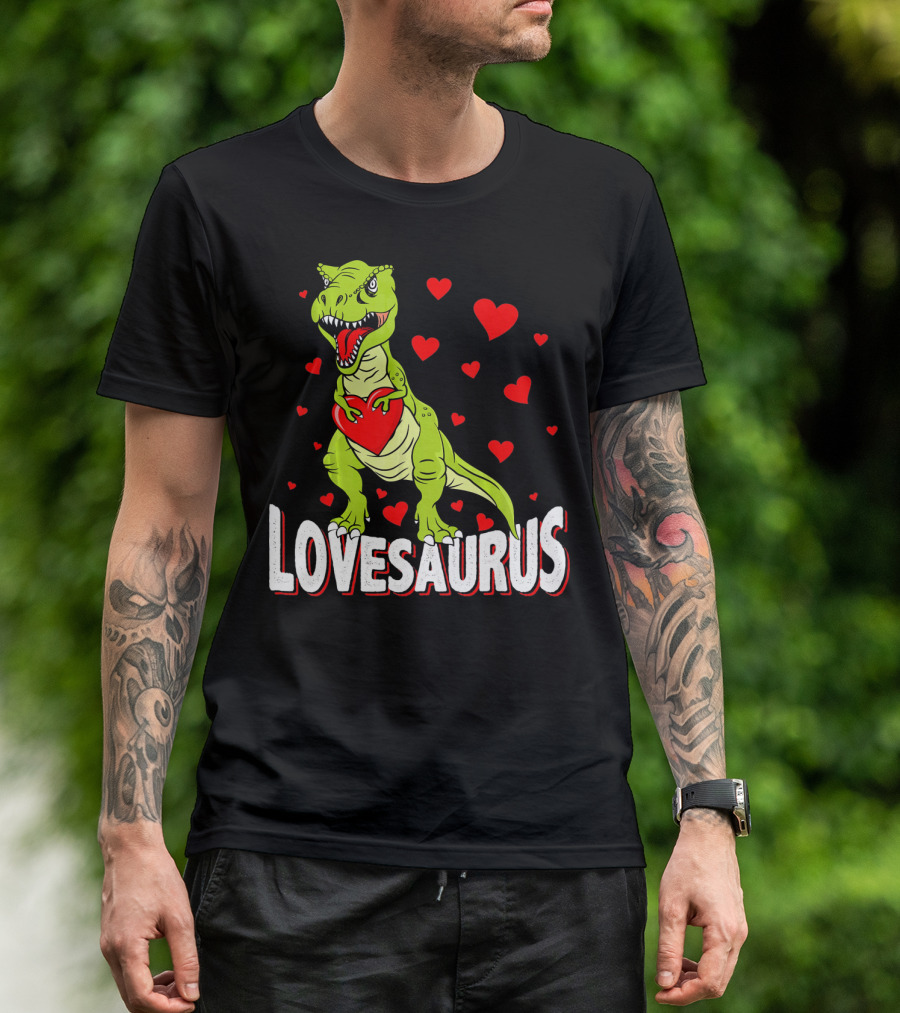 Lovesaurus Dinosaur Valentine Day Hearts T-Shirt