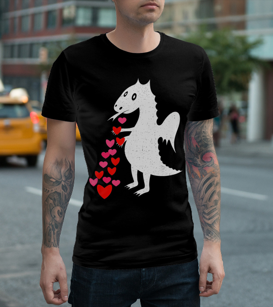 Dragon Spitting Love Hearts Anti Valentine's Day T-Shirt