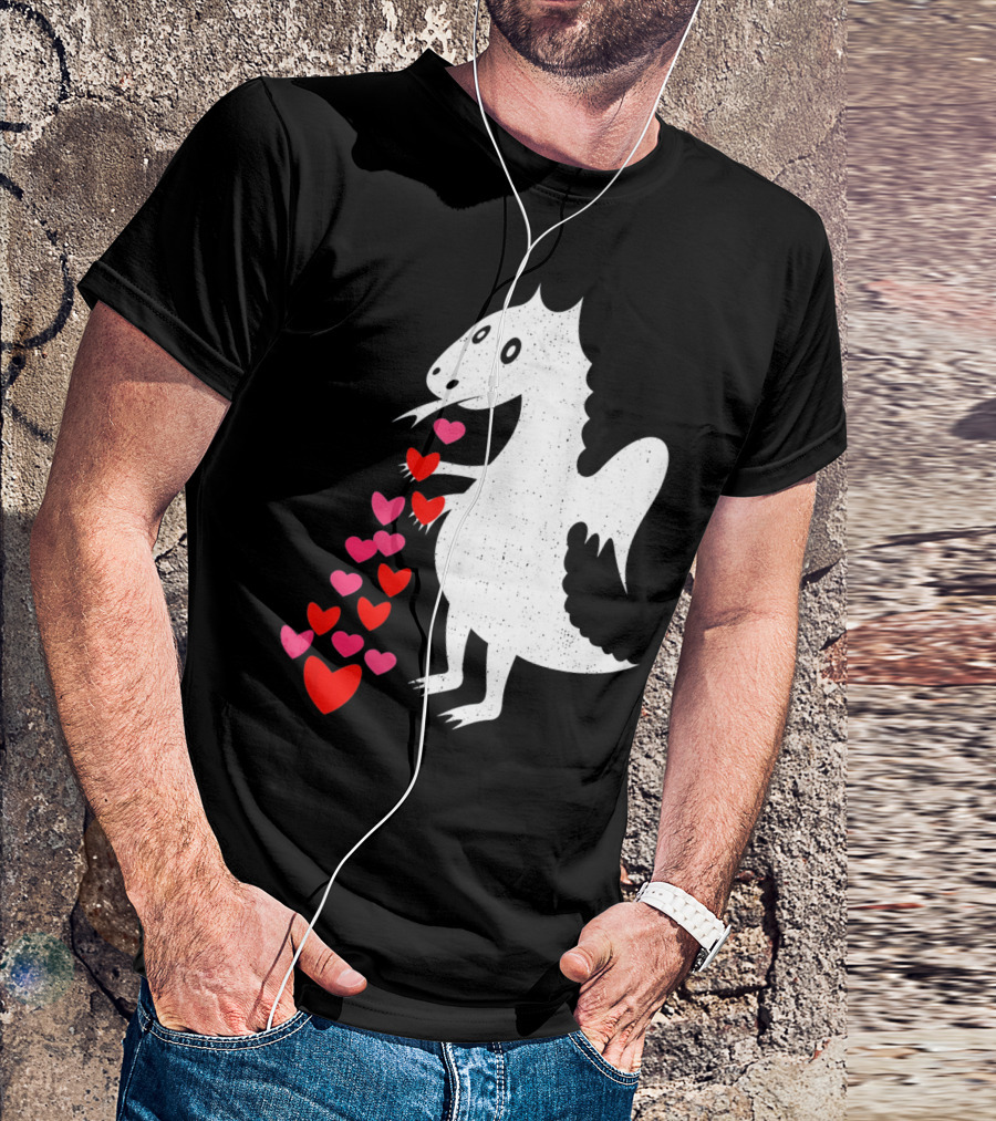 Dragon Spitting Love Hearts Anti Valentine's Day T-Shirt