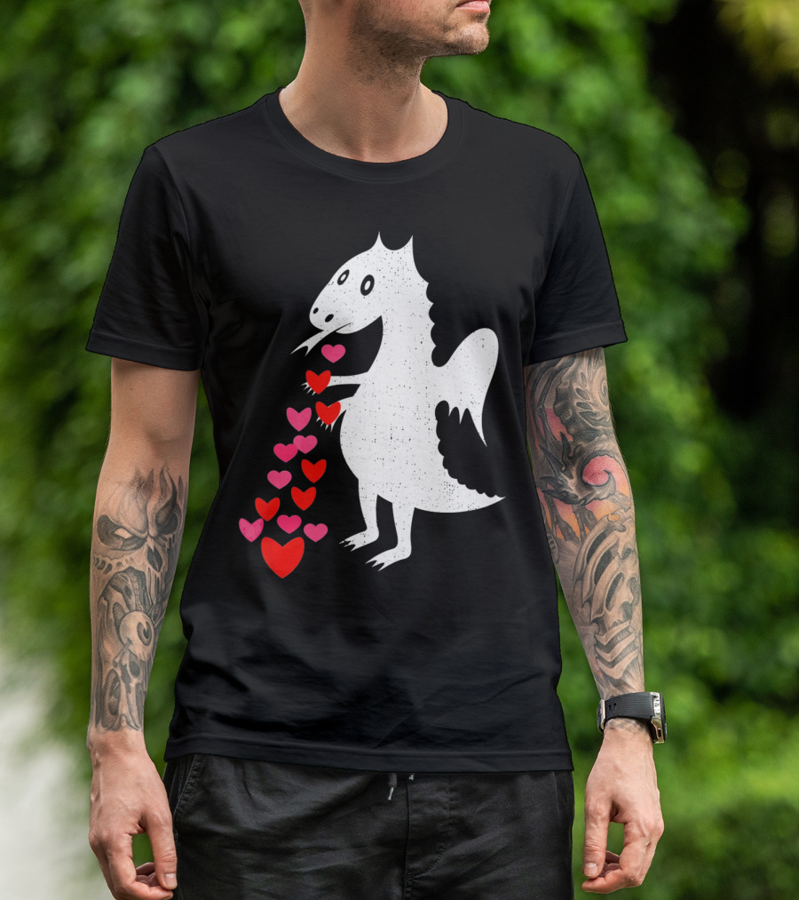Dragon Spitting Love Hearts Anti Valentine's Day T-Shirt