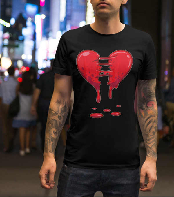 Dripping Broken Heart Halloween Valentin Red Graffiti T-Shirt