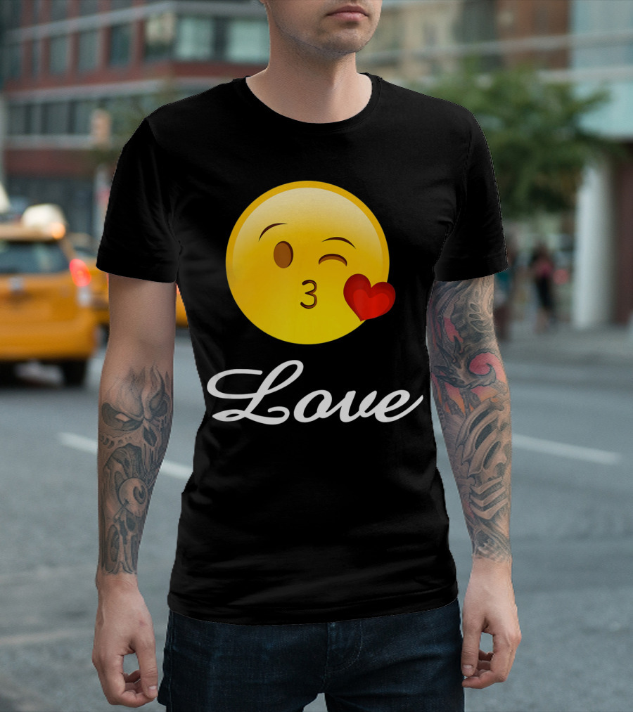 Love Emoji Valentines Day Heart Kiss T-Shirt