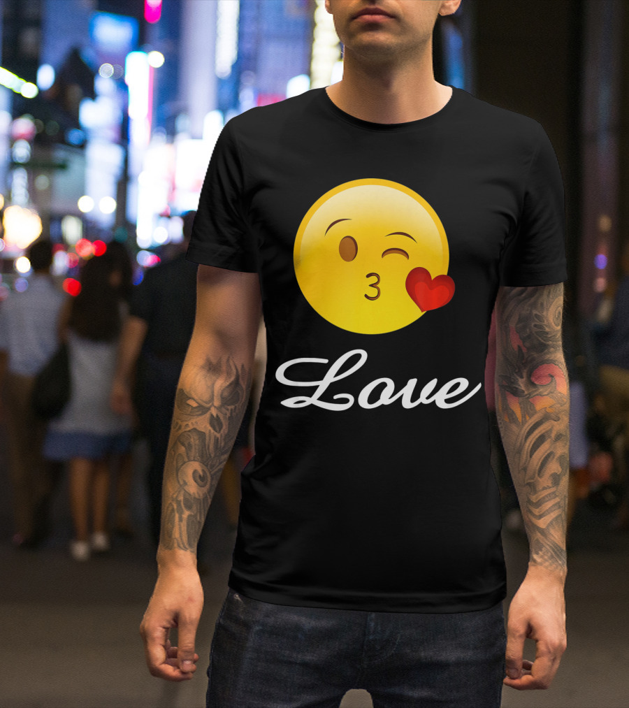 Love Emoji Valentines Day Heart Kiss T-Shirt