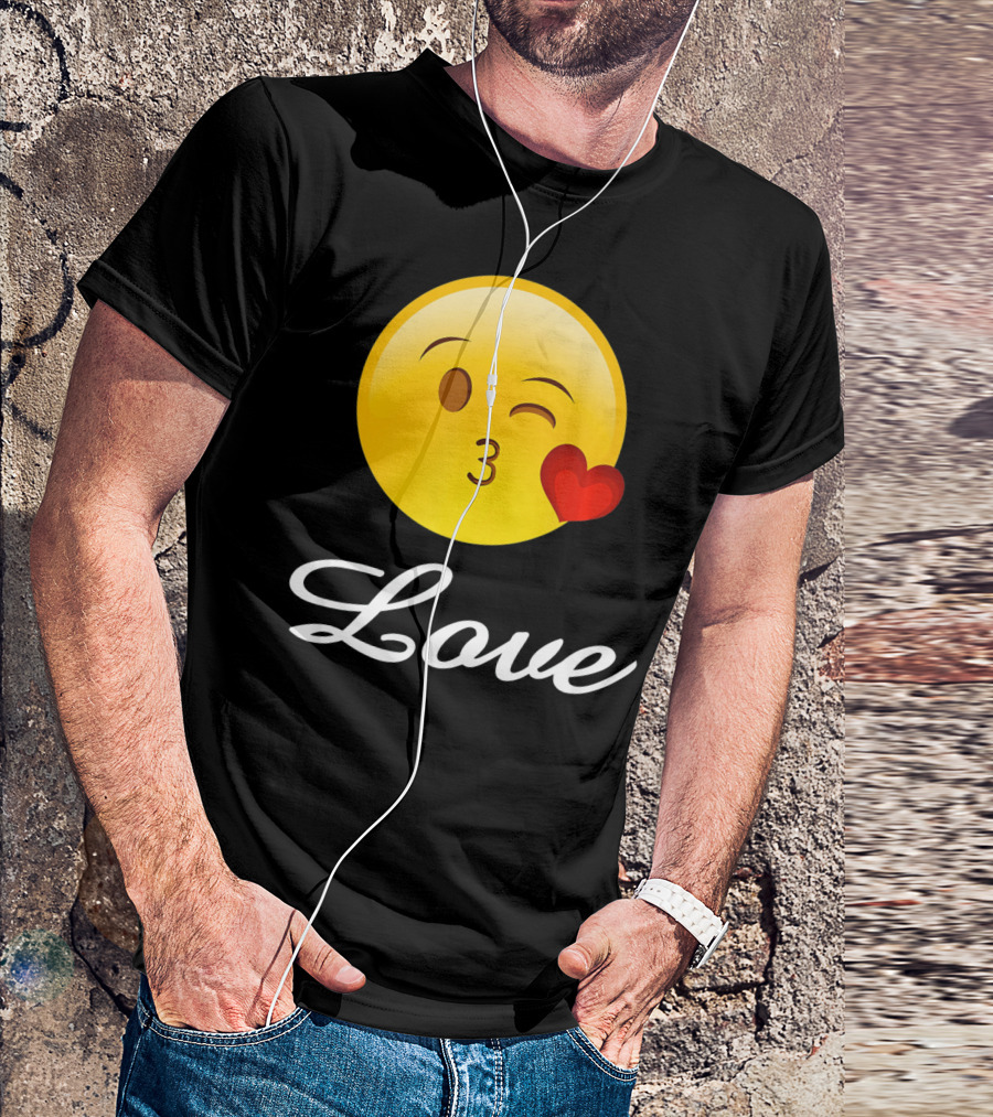 Love Emoji Valentines Day Heart Kiss T-Shirt