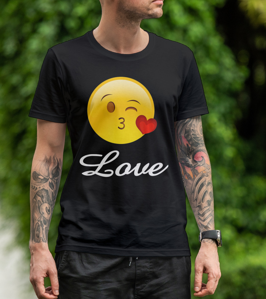 Love Emoji Valentines Day Heart Kiss T-Shirt