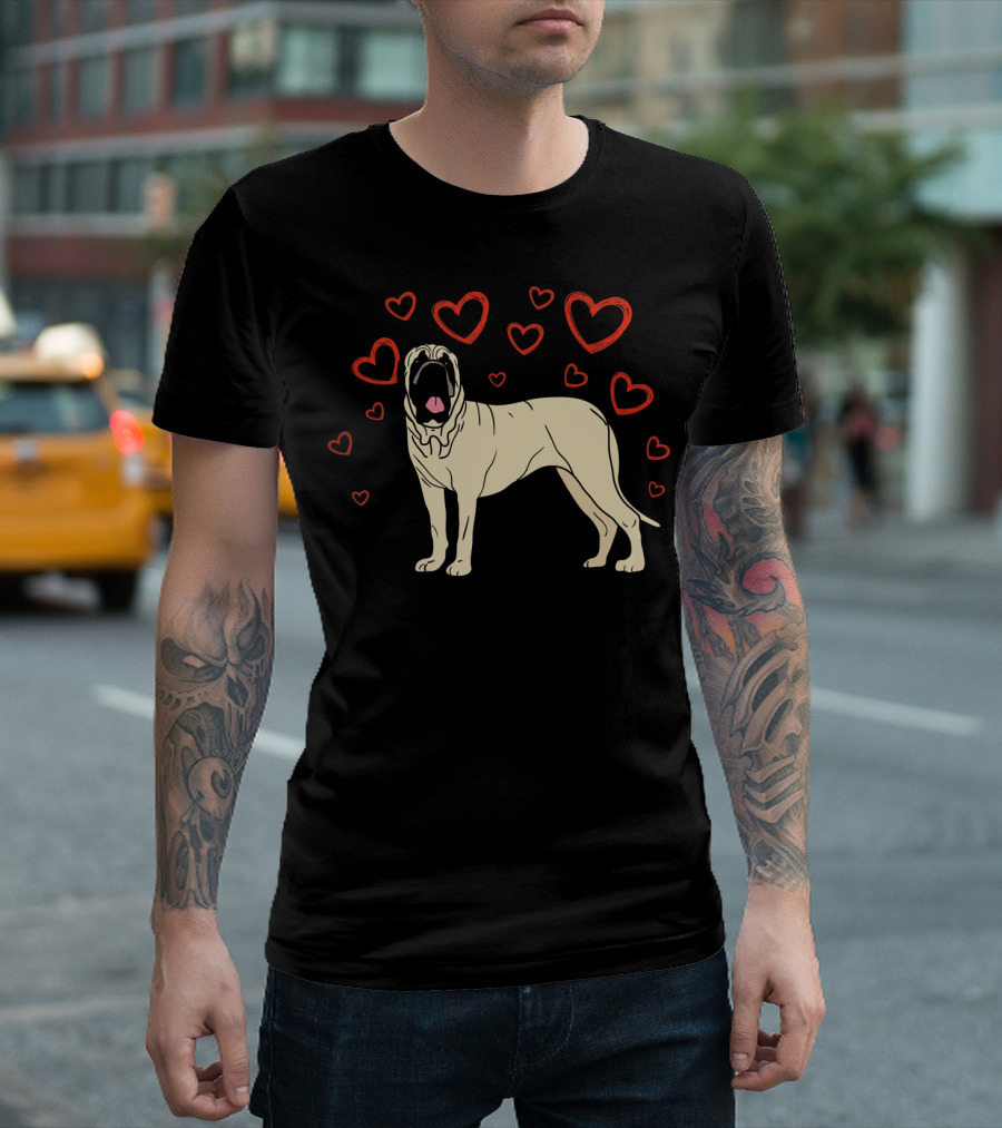 English Mastiff Surrounded by Hearts My Valentine LS T-Shirt
