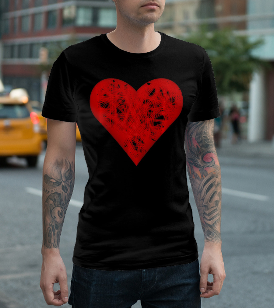 Faded Heart Strings Valentines Day Red Scribbled Heart T-Shirt