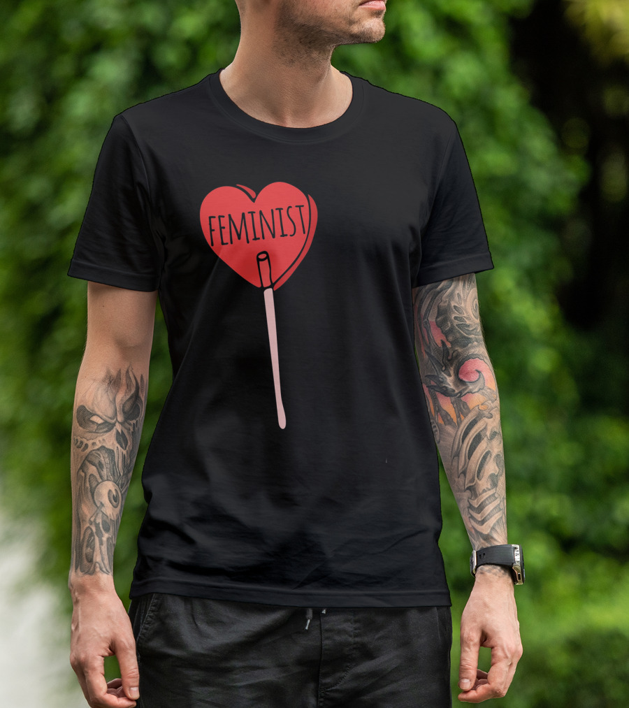 Feminist Red Heart Lollipop Valentine Sucker T-Shirt