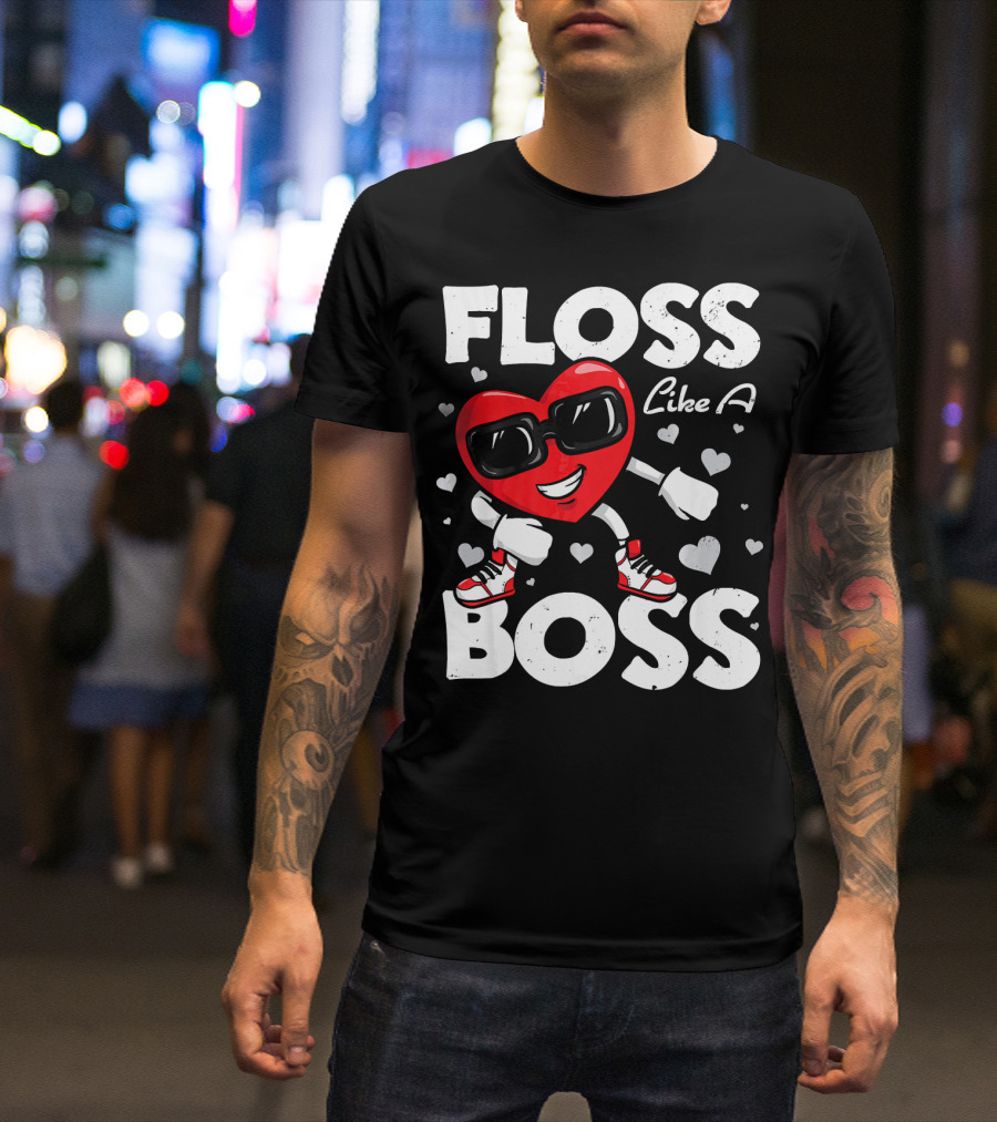Floss Like A Boss Heart Dance Valentines T-Shirt